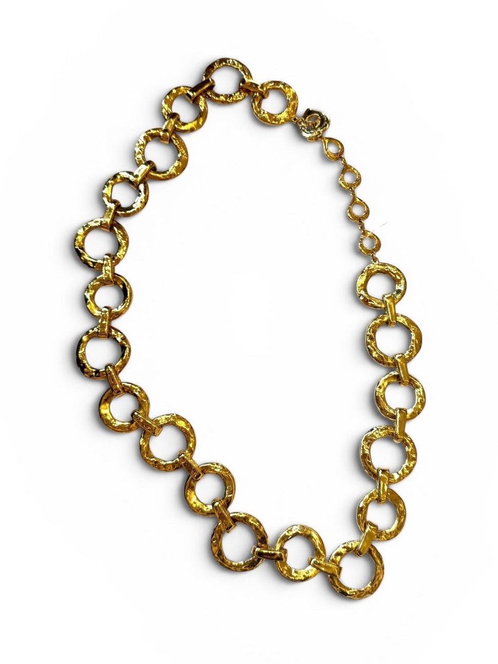 Vintage Yves Saint Laurent Gold-Tone Hammered Circle Link Belt