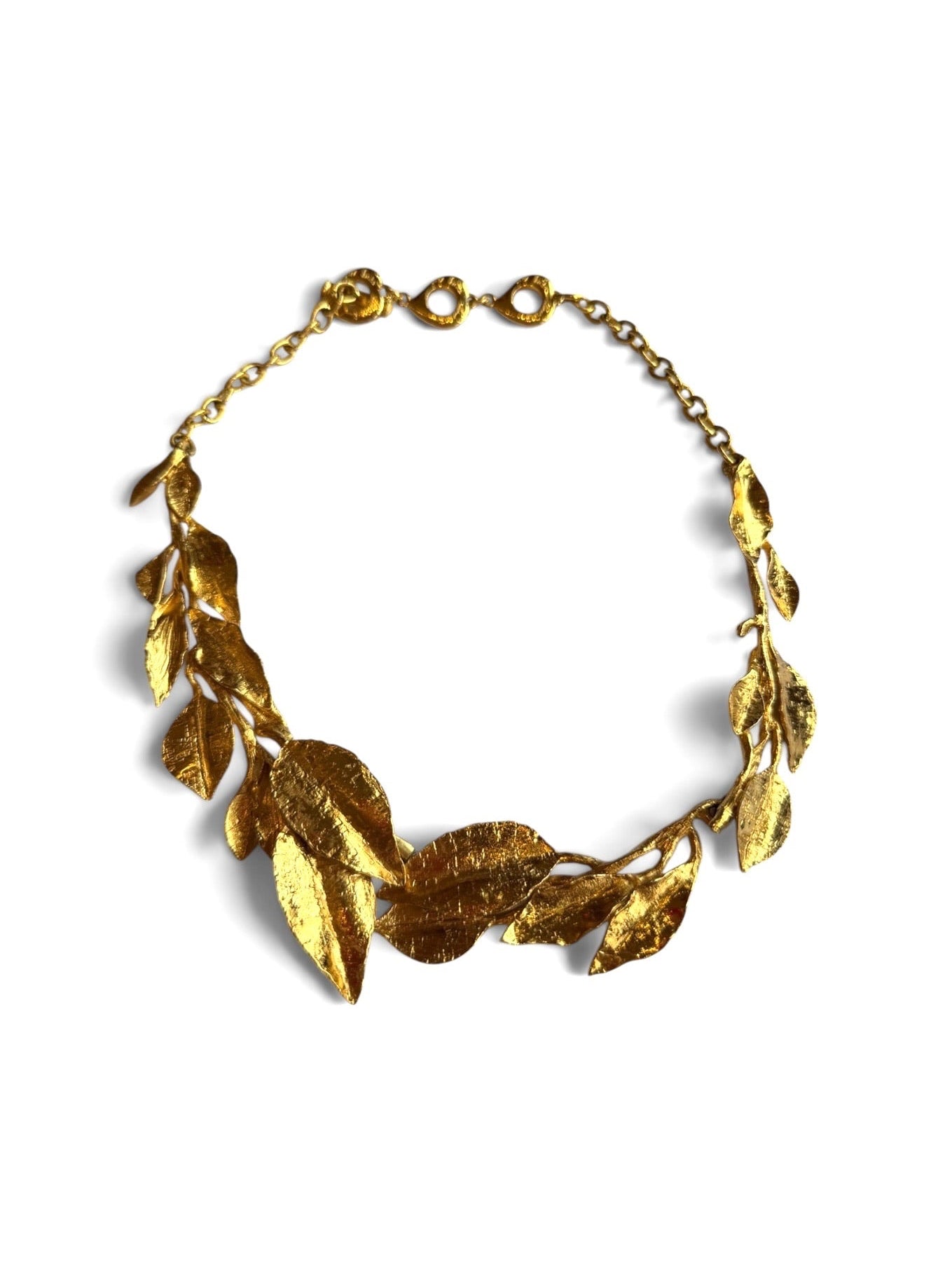 Vintage Yves Saint Laurent Gold-Tone Botanical Leaf Garland Necklace