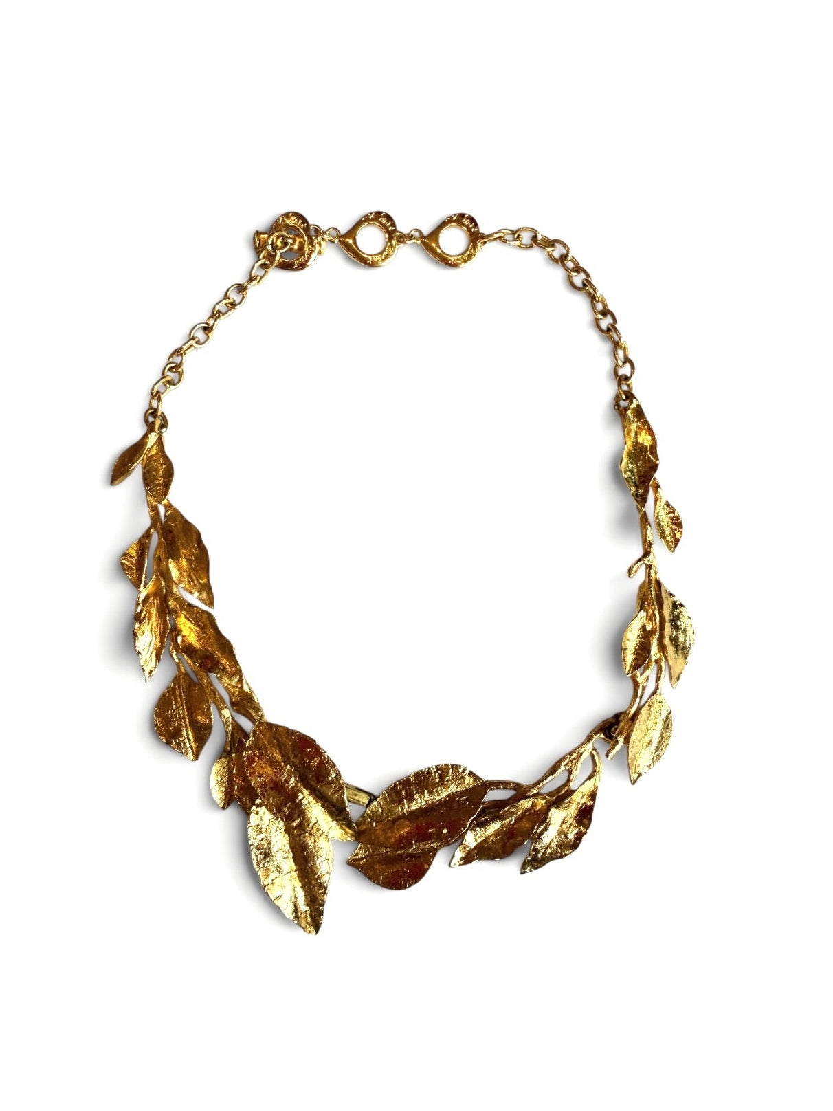 Vintage Yves Saint Laurent Gold-Tone Botanical Leaf Garland Necklace