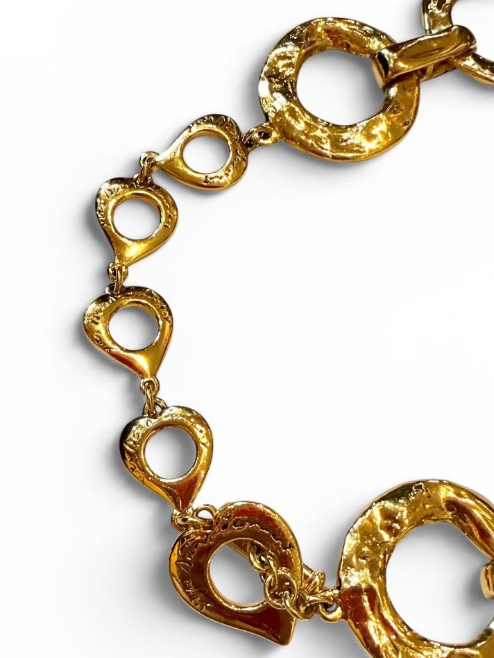 Vintage Yves Saint Laurent Gold-Tone Hammered Circle Link Belt