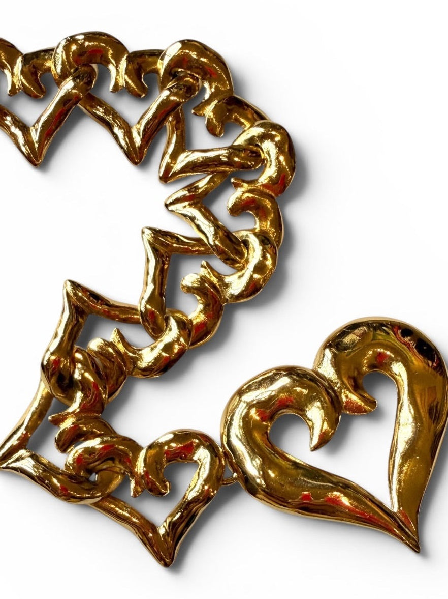 Vintage Yves Saint Laurent Gold-Tone Heart & Star Link Belt
