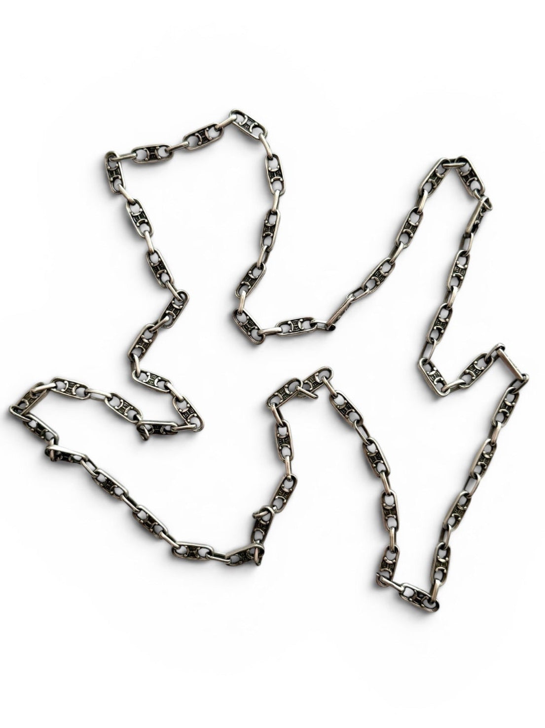 Vintage Céline Silver-Tone Triomphe Link Long Chain Necklace