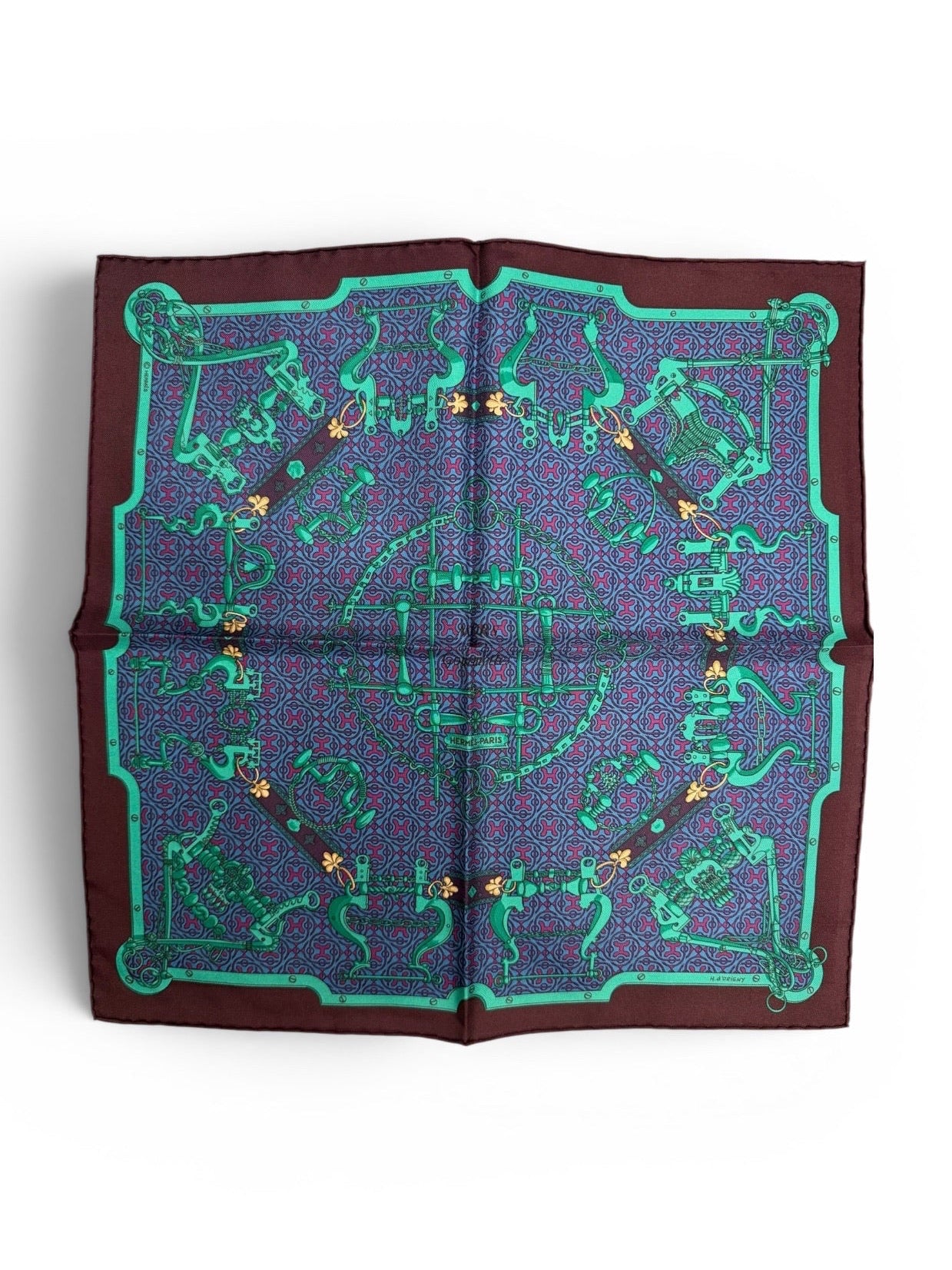 Hermès Paris Silk Gavroche 45 "Mors et Gourmettes"