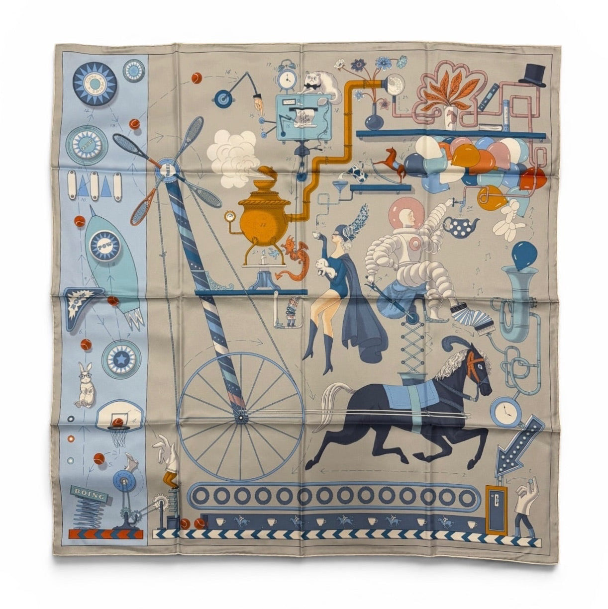 Hermès Paris Silk Carré 90 "Tea for Two"
