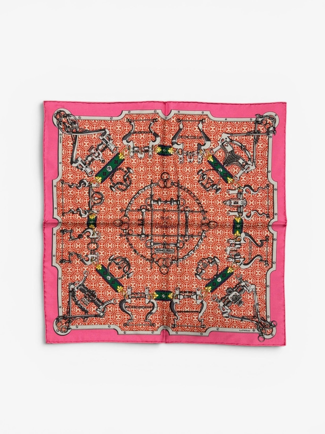 Hermès Paris Silk Gavroche 45 "Mors et Gourmettes"
