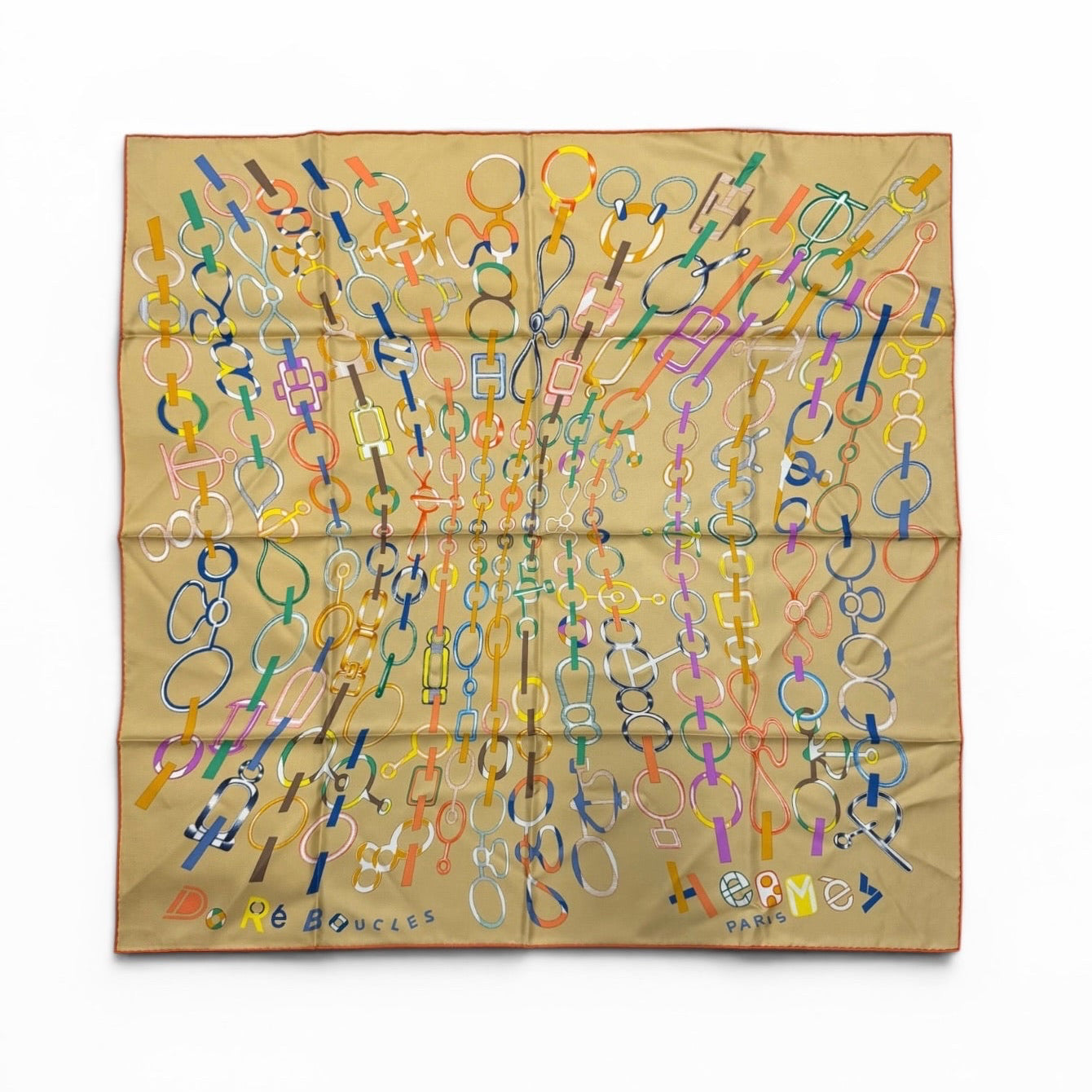 Hermès Paris Silk Carré 90 "Doré Boucles"