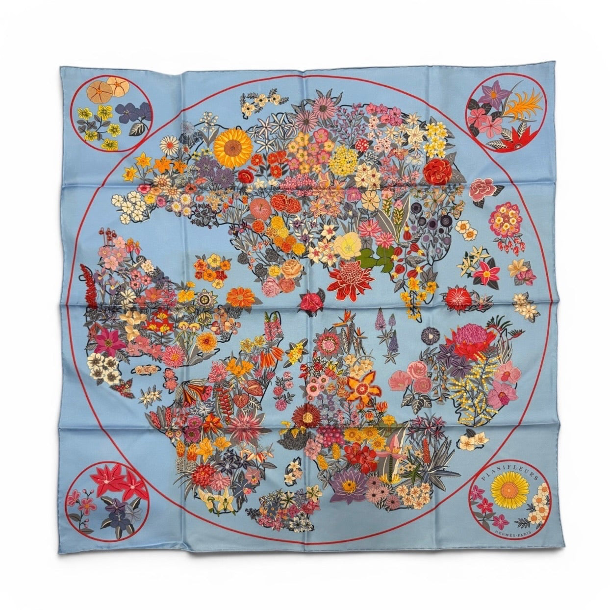 Hermès Paris Silk Carré 90 "Planifleurs"