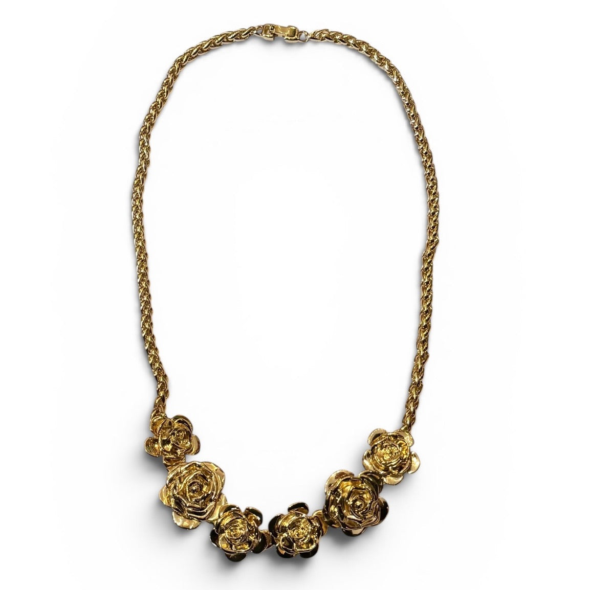 Saint Laurent Gold-Tone Rose Cluster Chain Necklace
