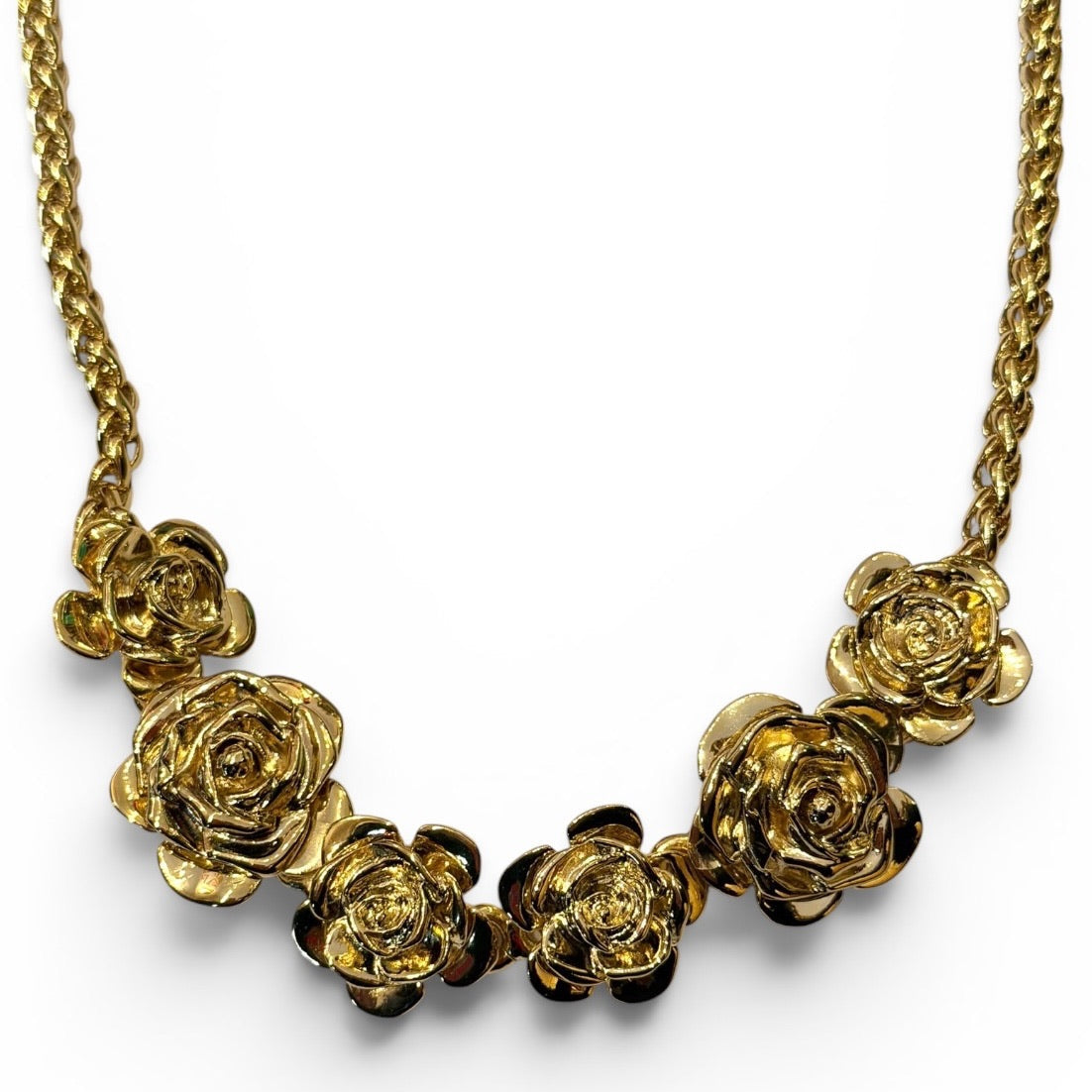 Saint Laurent Gold-Tone Rose Cluster Chain Necklace