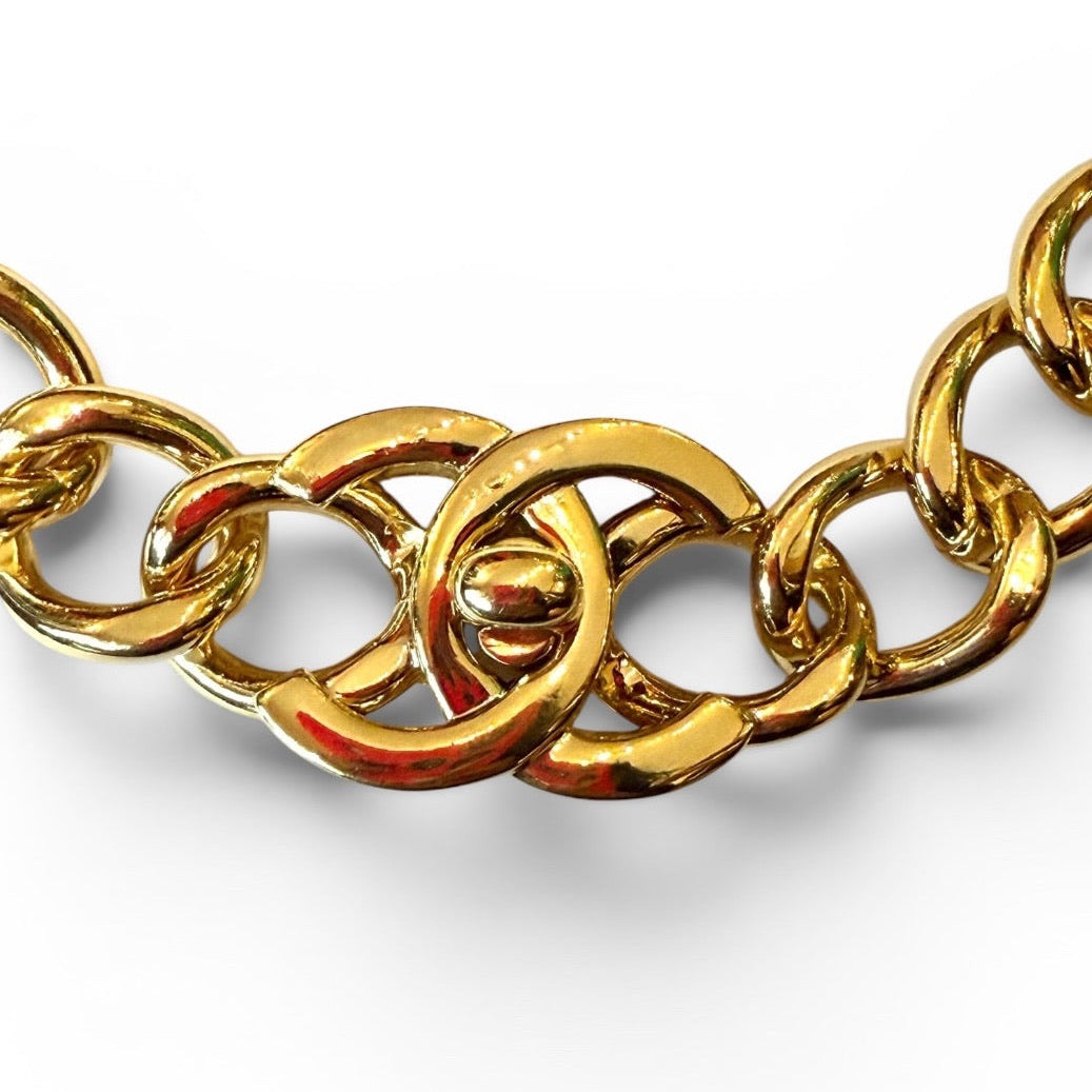 Chanel Gold-Tone CC Turnlock Chunky Chain Necklace