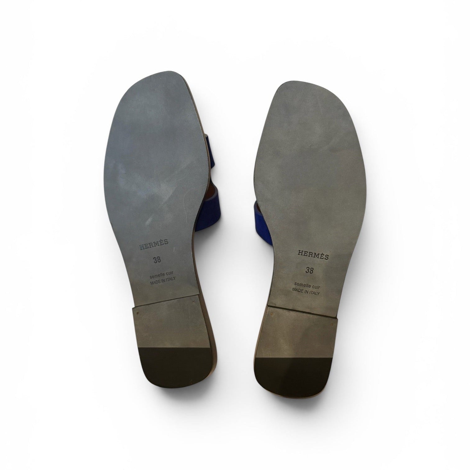 Hermès Oran Blue Suede Sandals