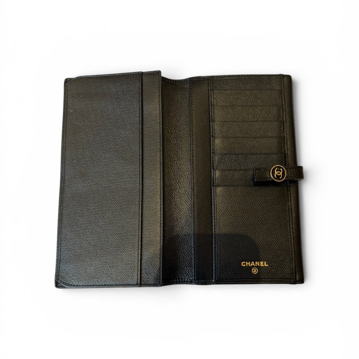 Chanel Black Leather Long Bifold Wallet