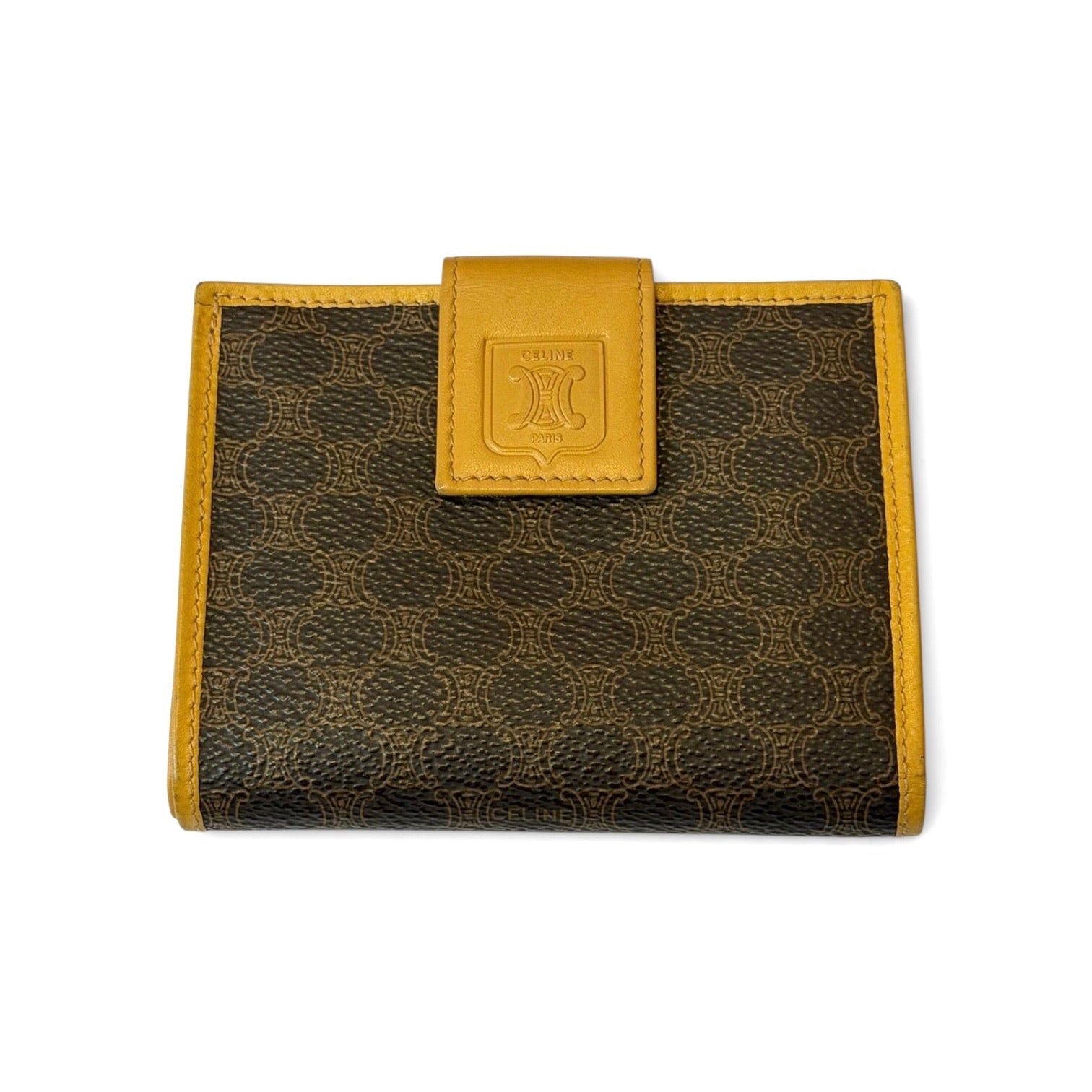 Celine Macadam Monogram Yellow Trim Compact Wallet