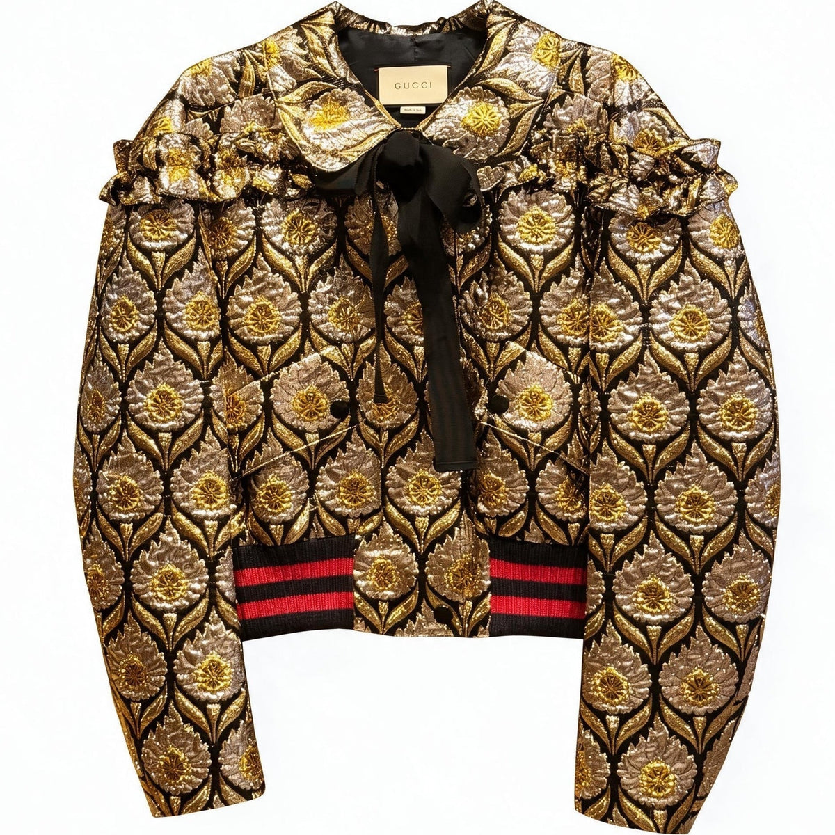 Gucci Floral Lurex Jacquard Bomber Jacket