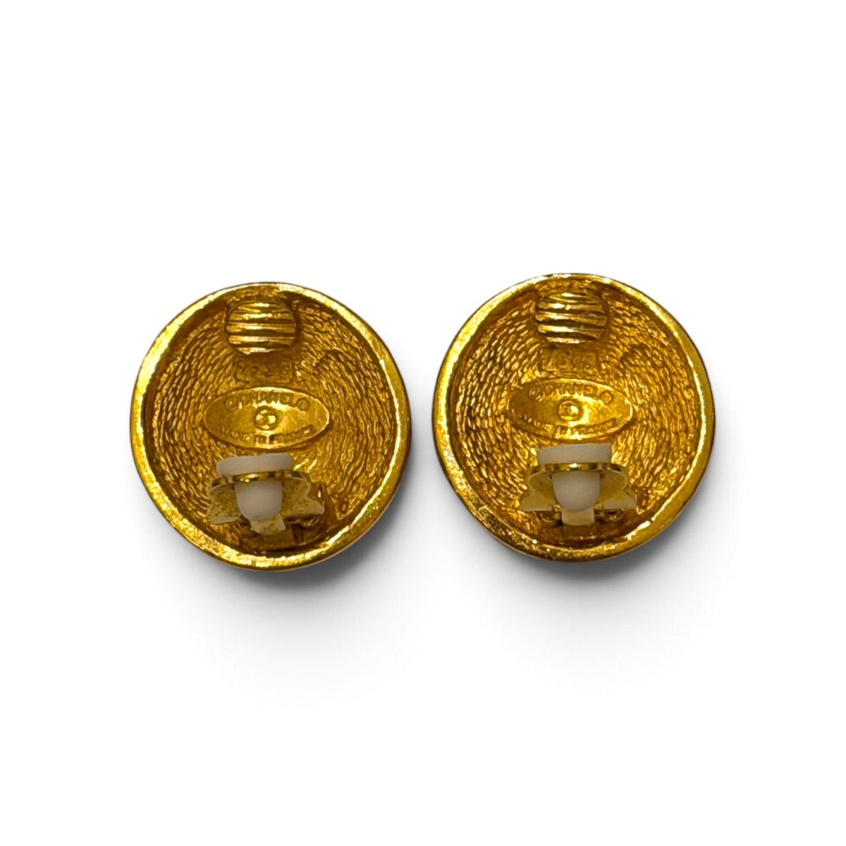 Chanel CC Gold-Tone Quilted Clip Earrings