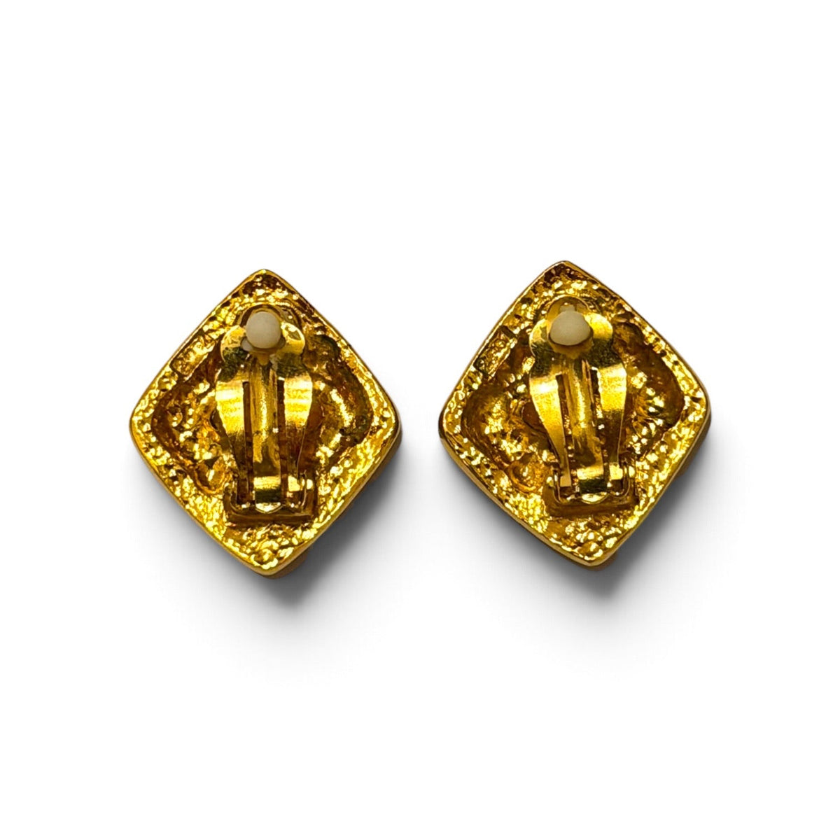 Chanel CC Gold-Tone Baroque Diamond Clip Earrings