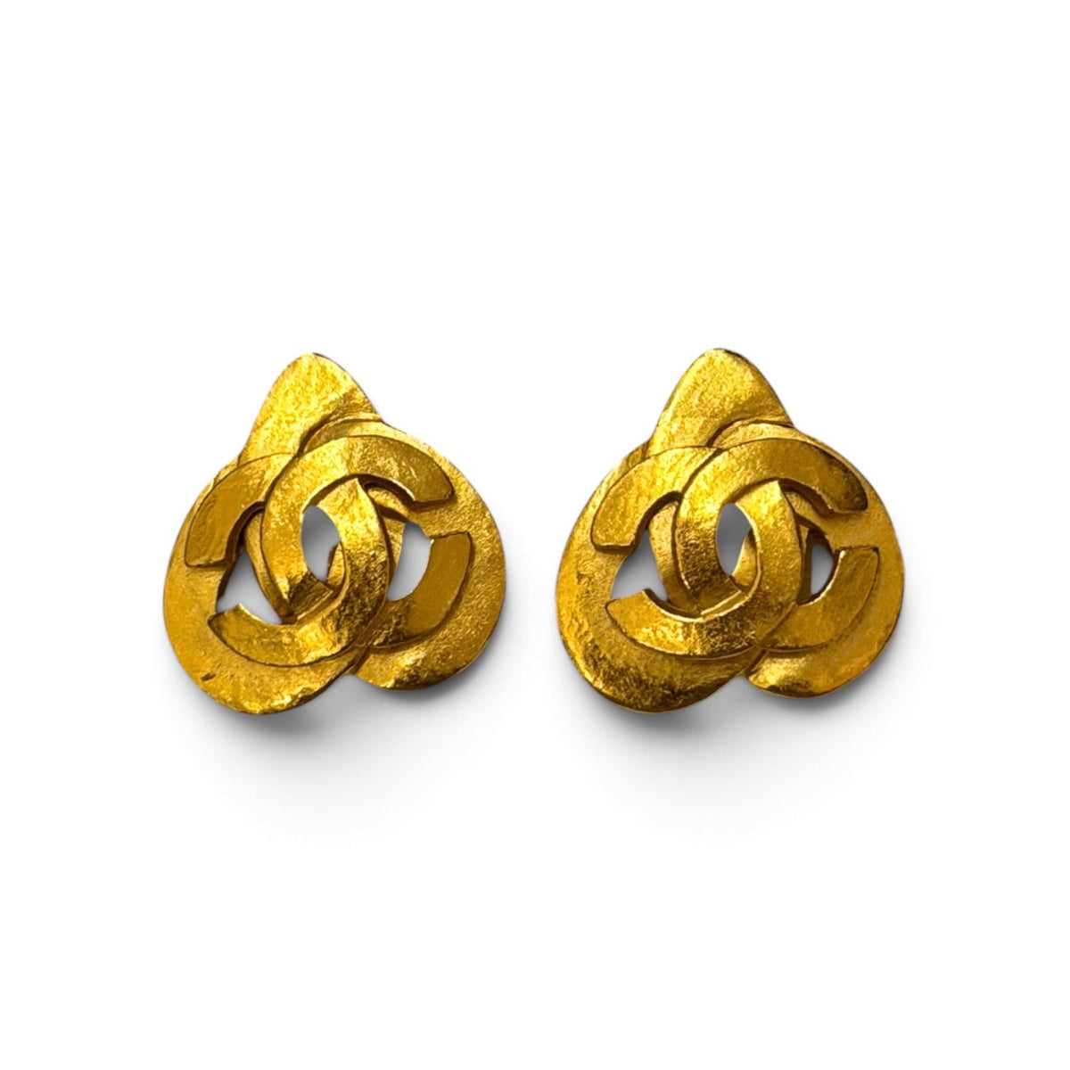 Chanel CC Gold-Tone Cut-Out Clip Earrings