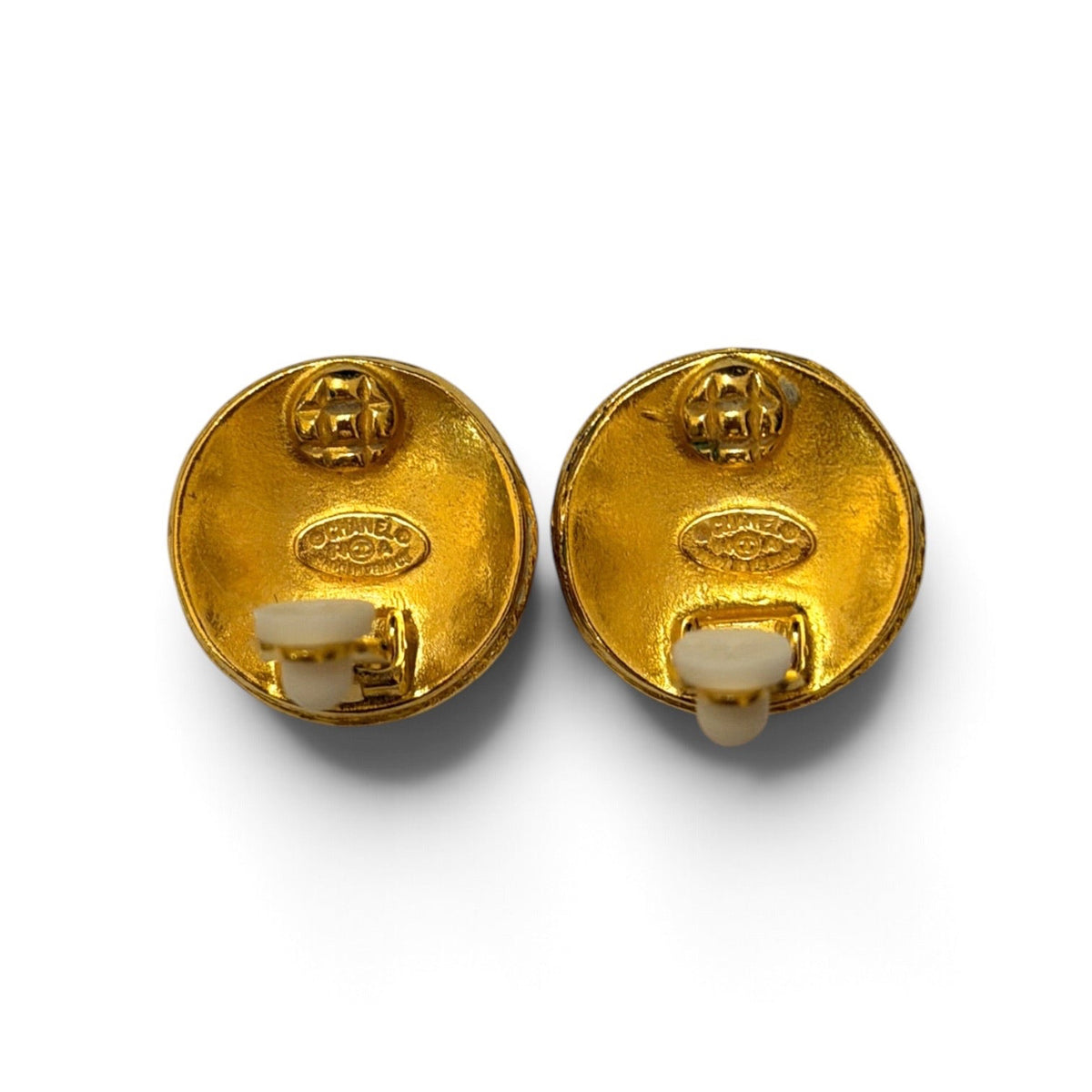 Chanel CC Gold-Tone Coin Clip Earrings