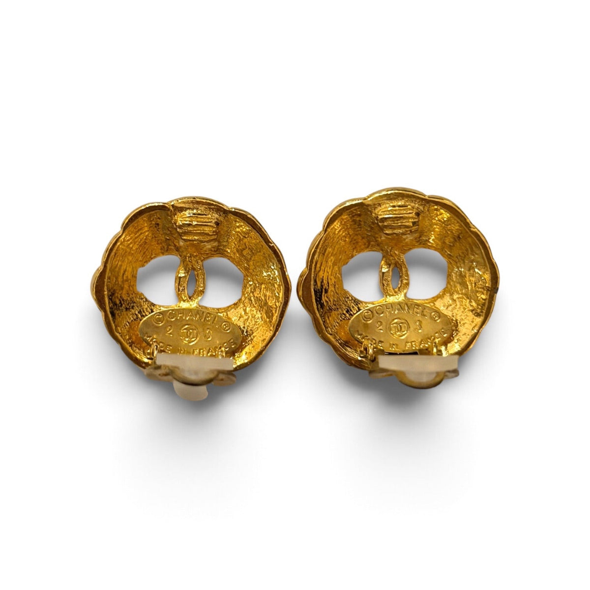 Chanel CC Gold-Tone Wreath Clip Earrings
