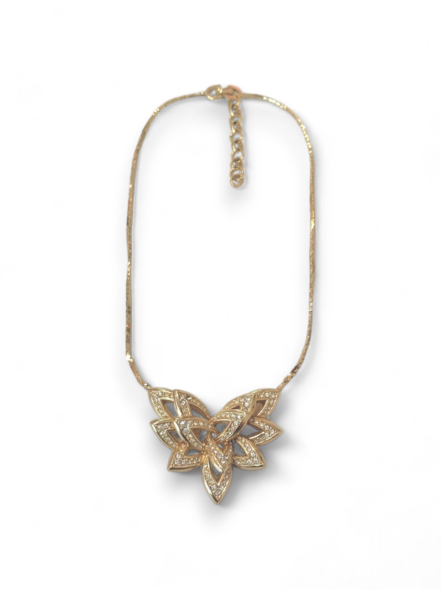 Flower strass embellished necklace
