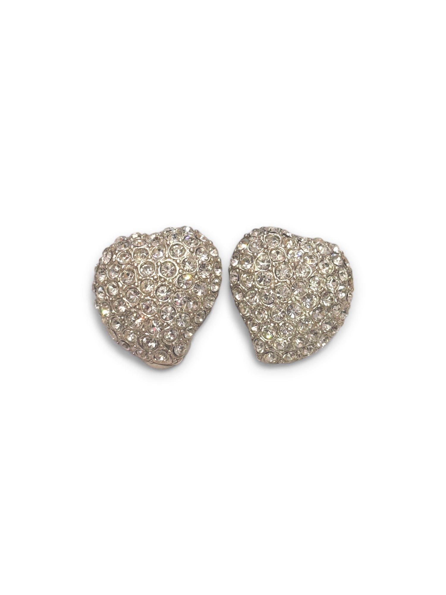 Boucles d'oreilles à clip en forme de cœur ornées de strass rares