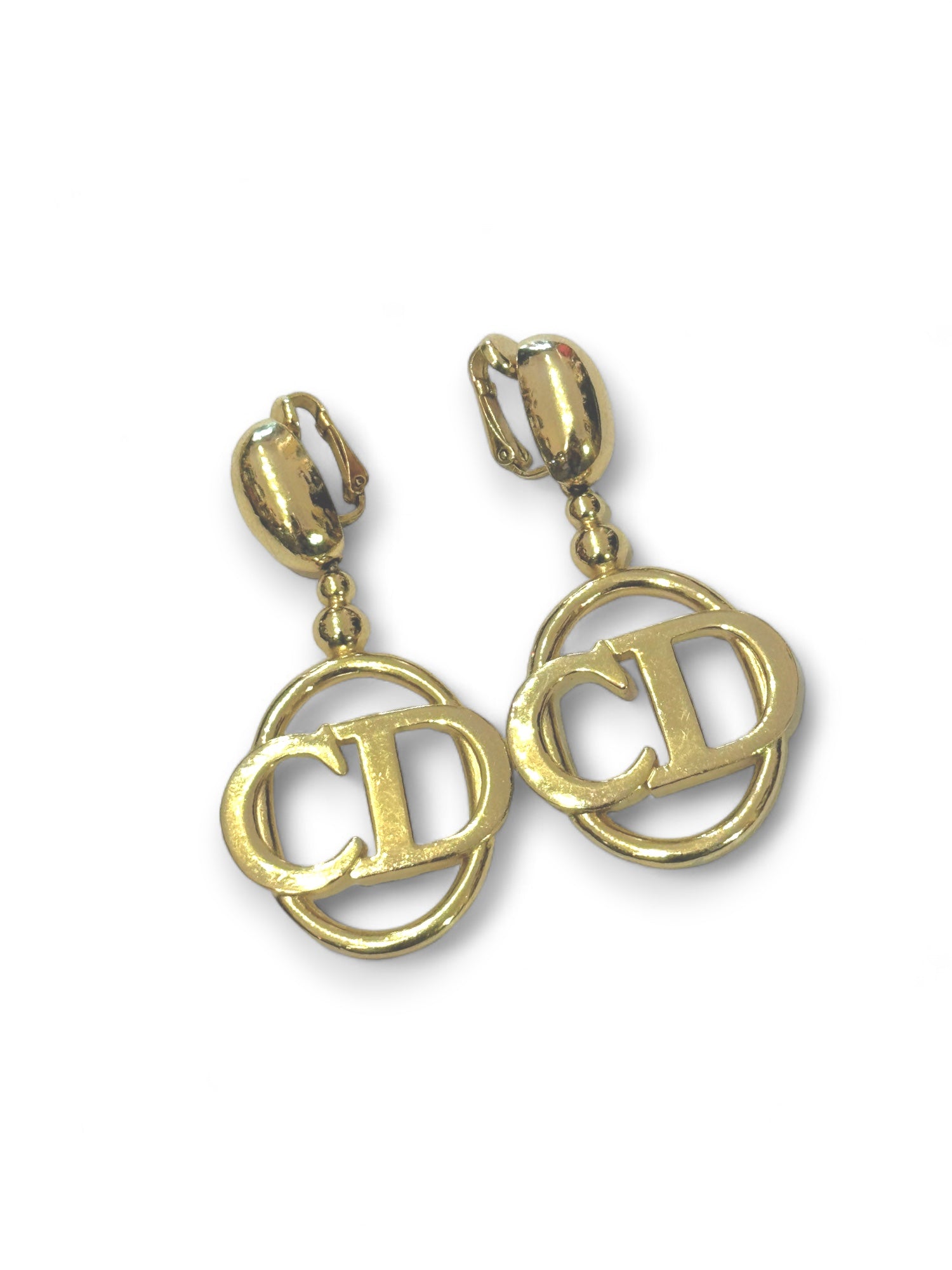 Vintage CD pendant clip earrings
