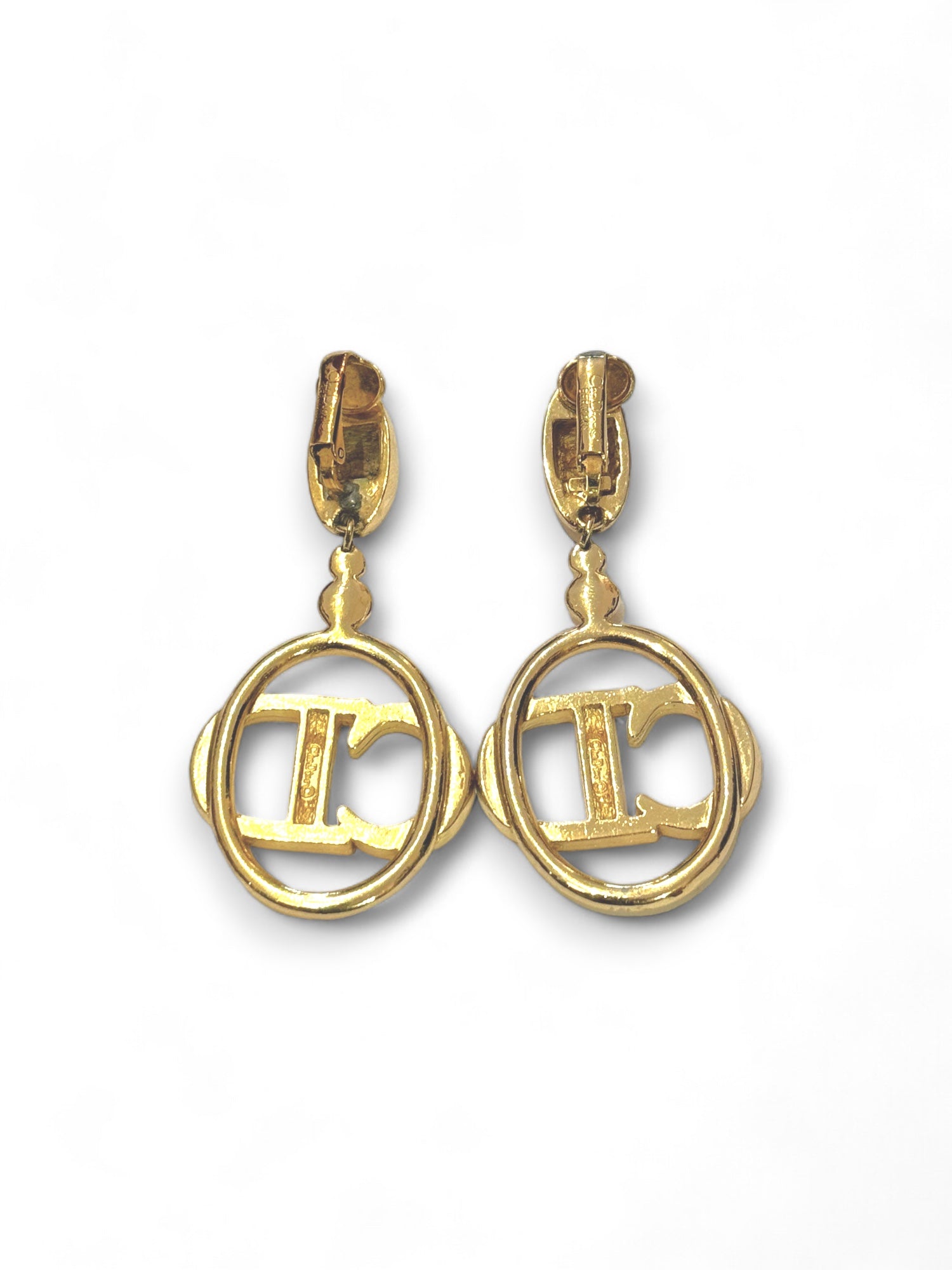 Vintage CD pendant clip earrings