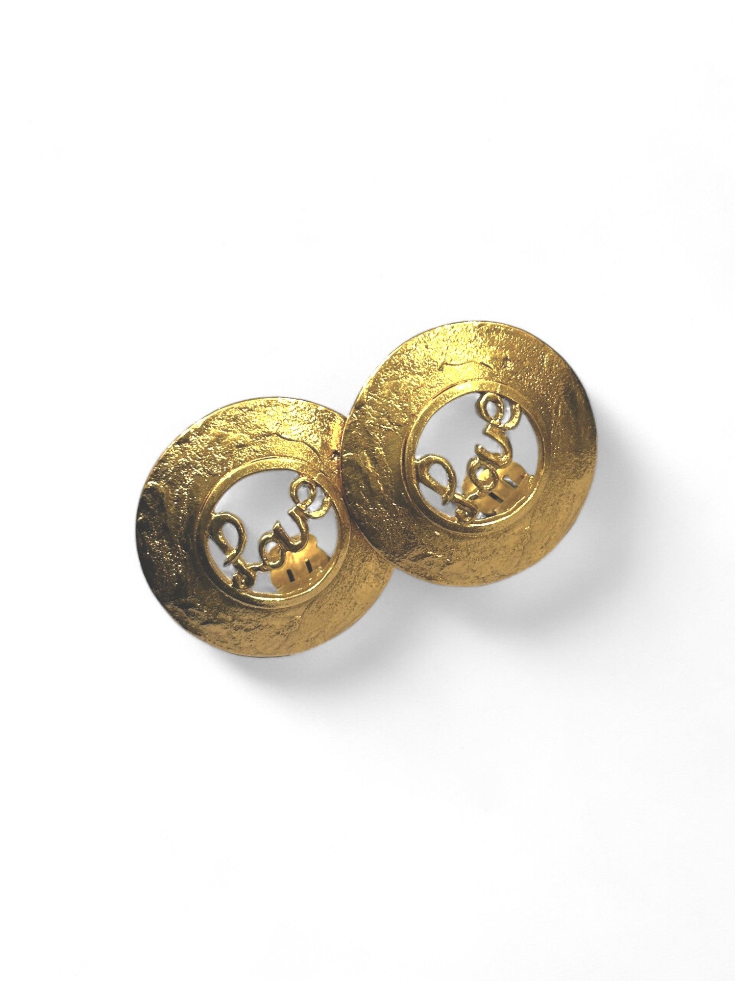 Vintage "Love" embossed clip earrings