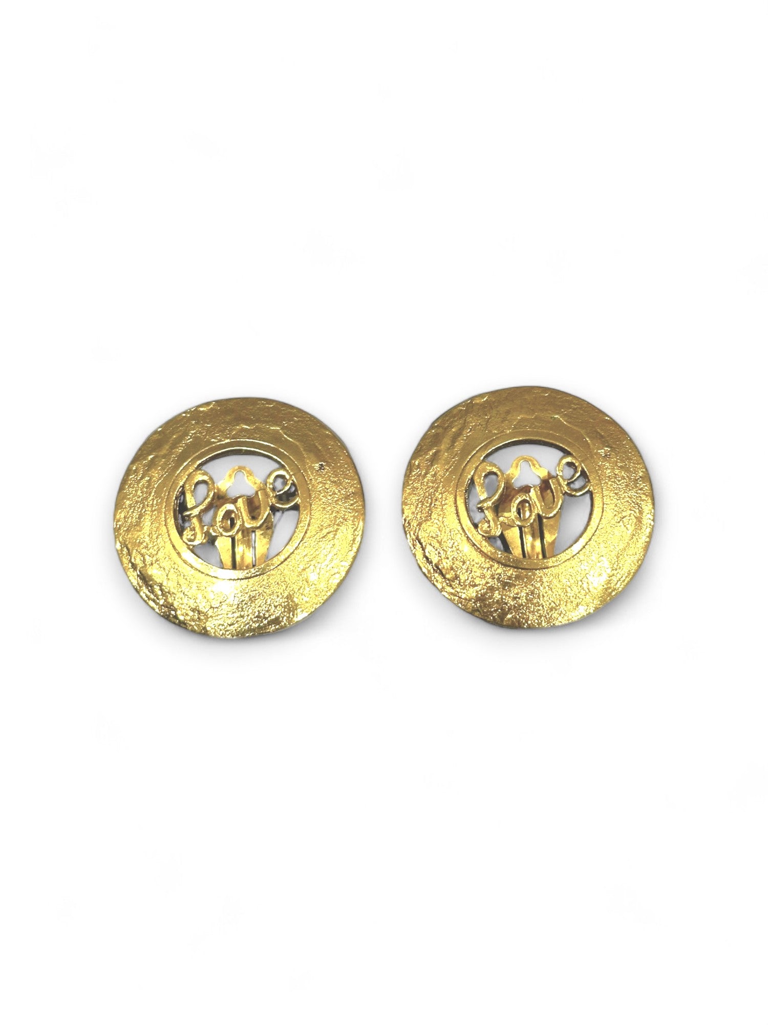 Vintage "Love" embossed clip earrings