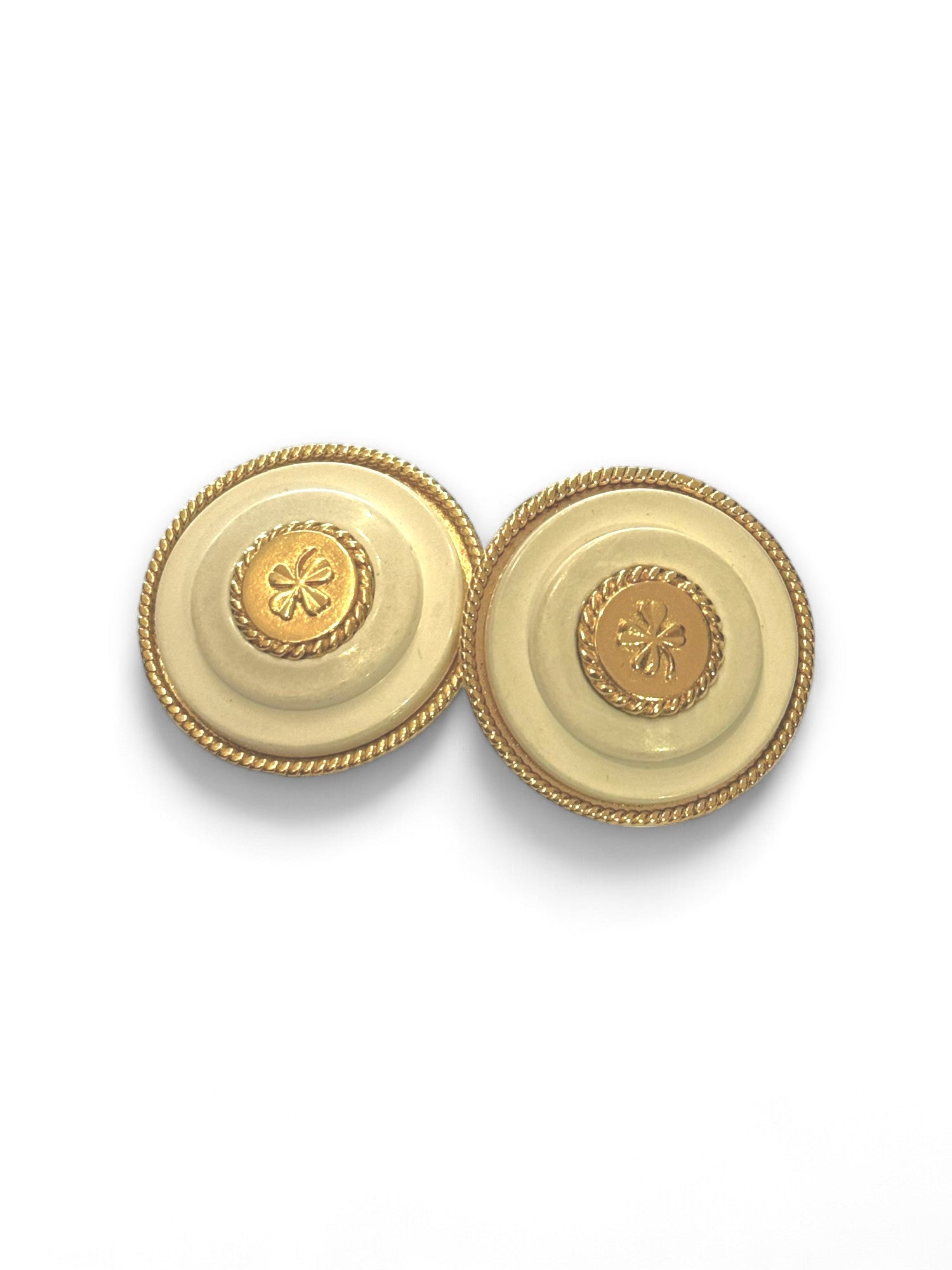 Rare clover embossed clip earrings