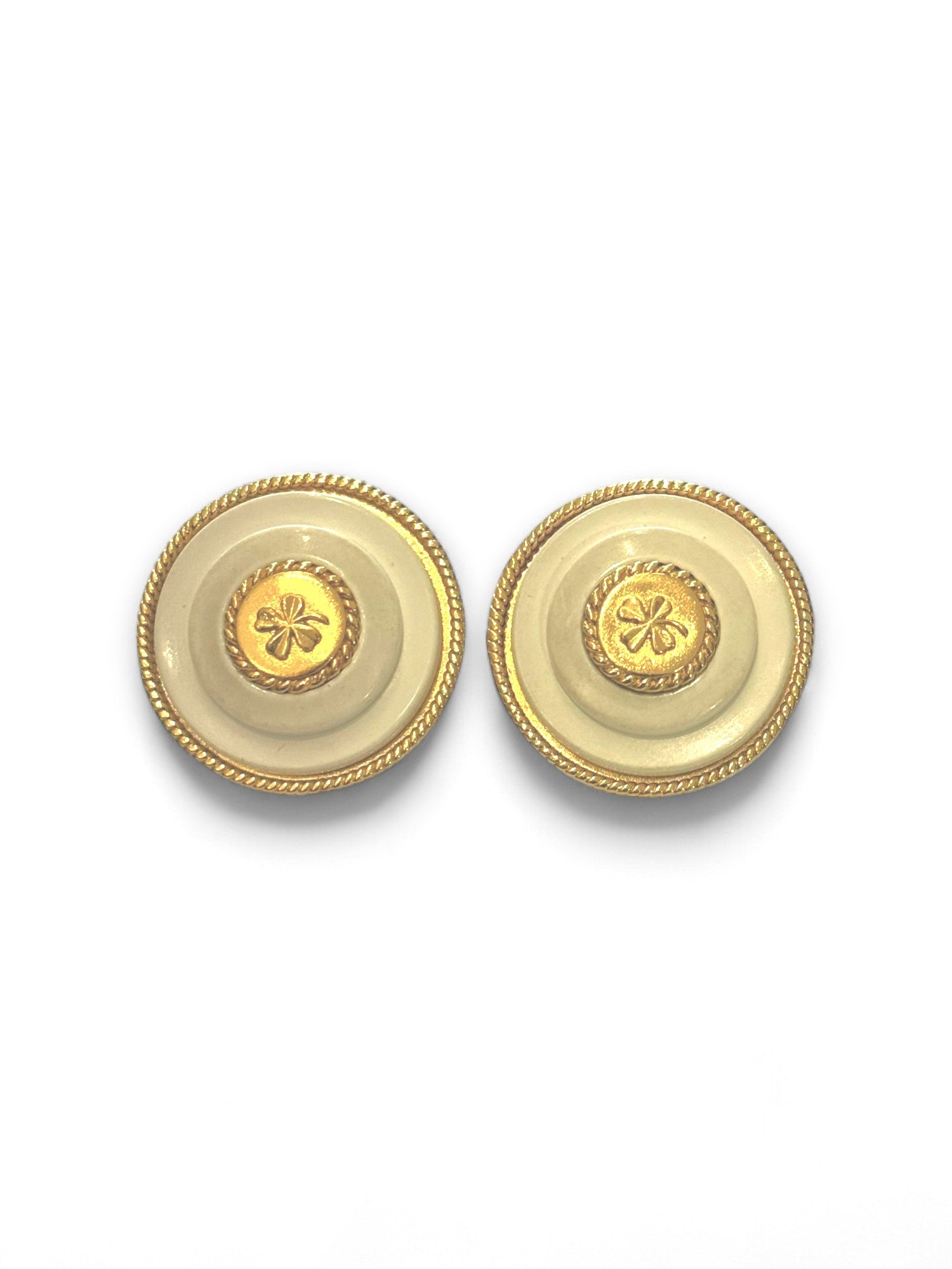 Rare clover embossed clip earrings