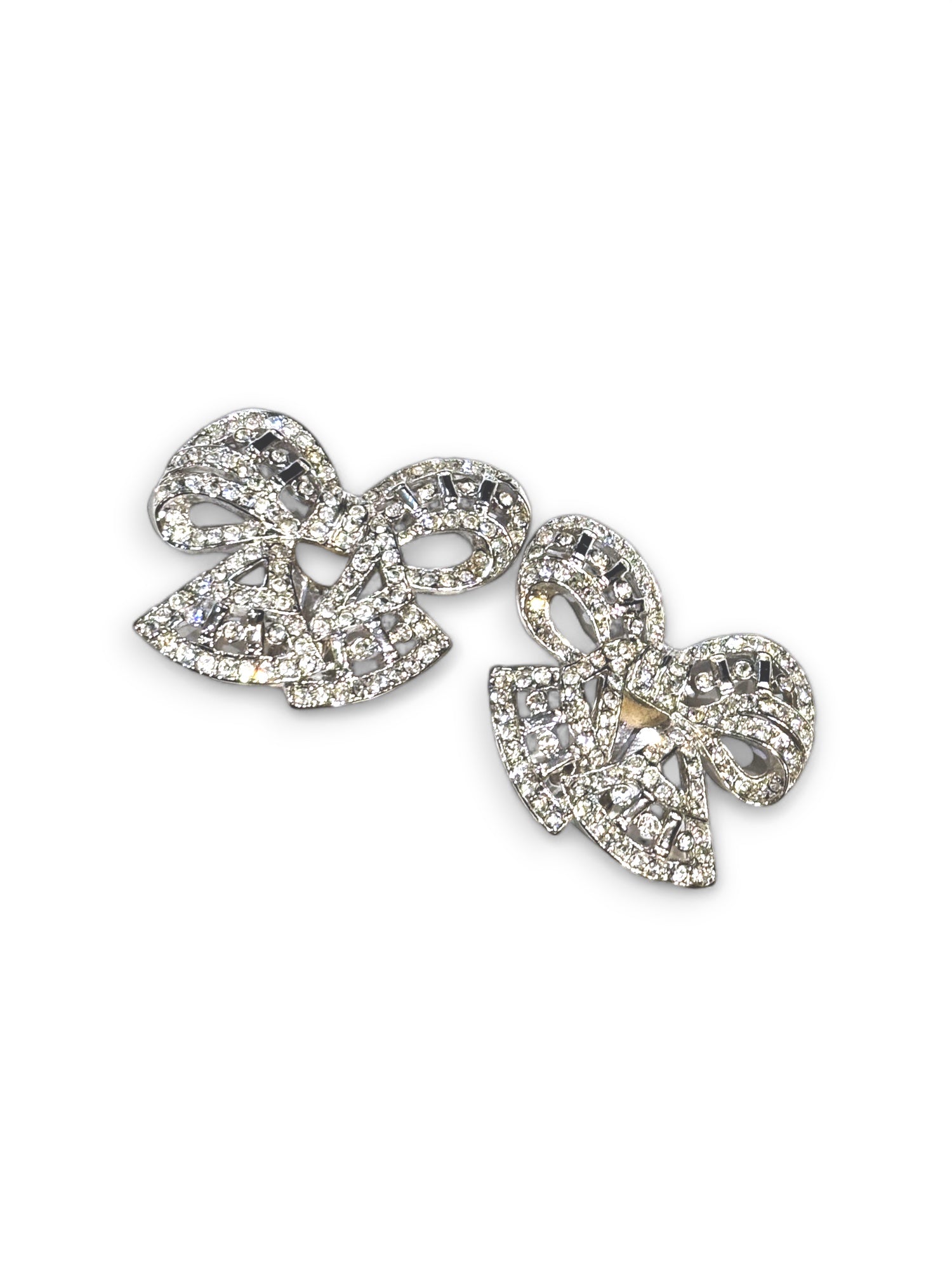 Iconic ribbon strass embellished clip earrings