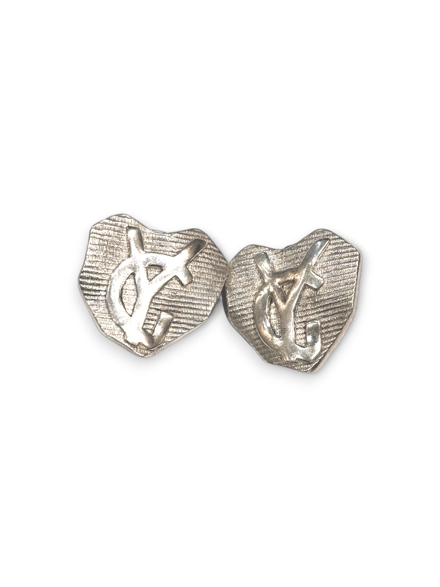 Vintage embossed heart clip earrings