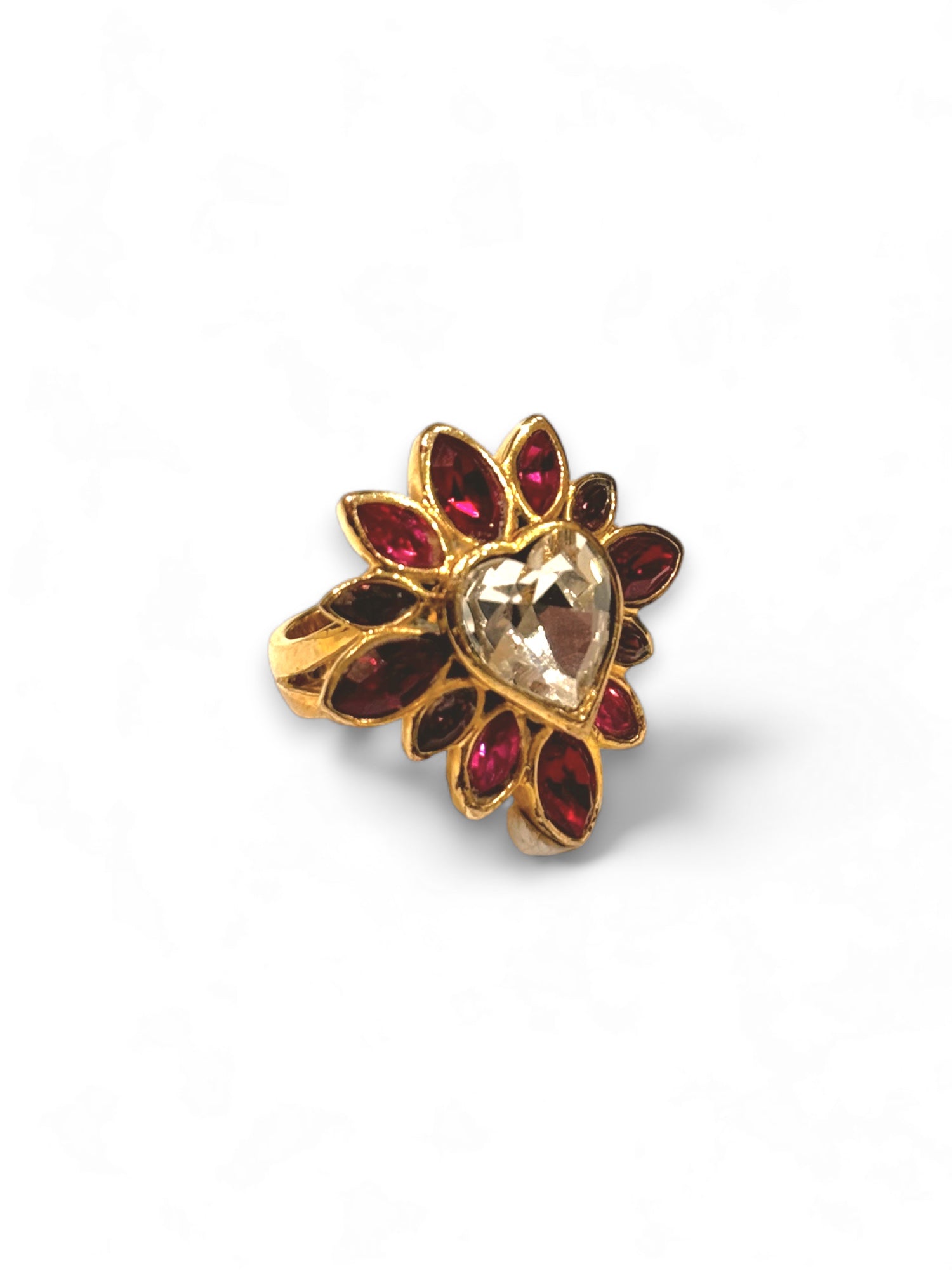 Rare strass embellished flower ring