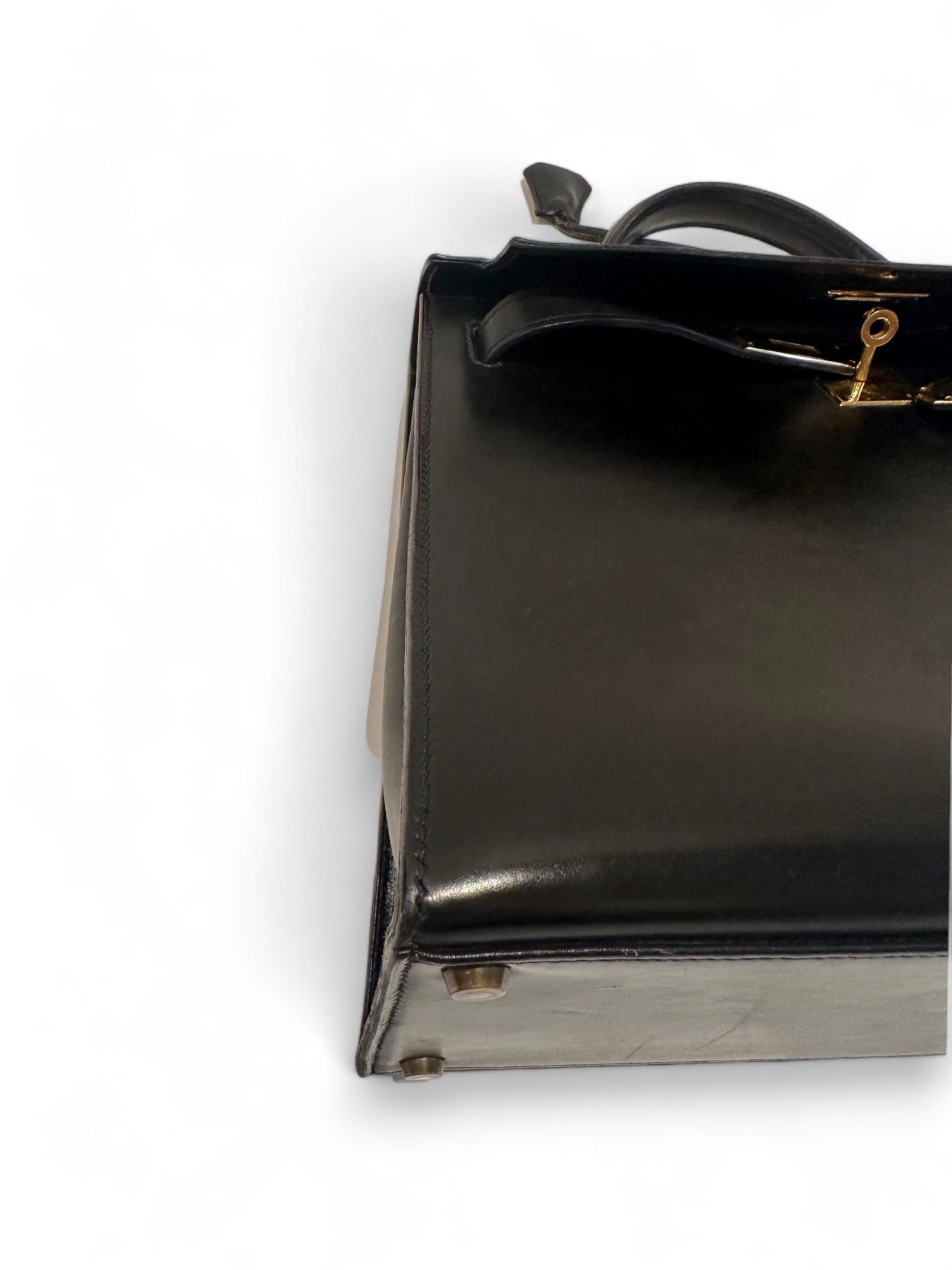 Stunning vintage Kelly in black box leather