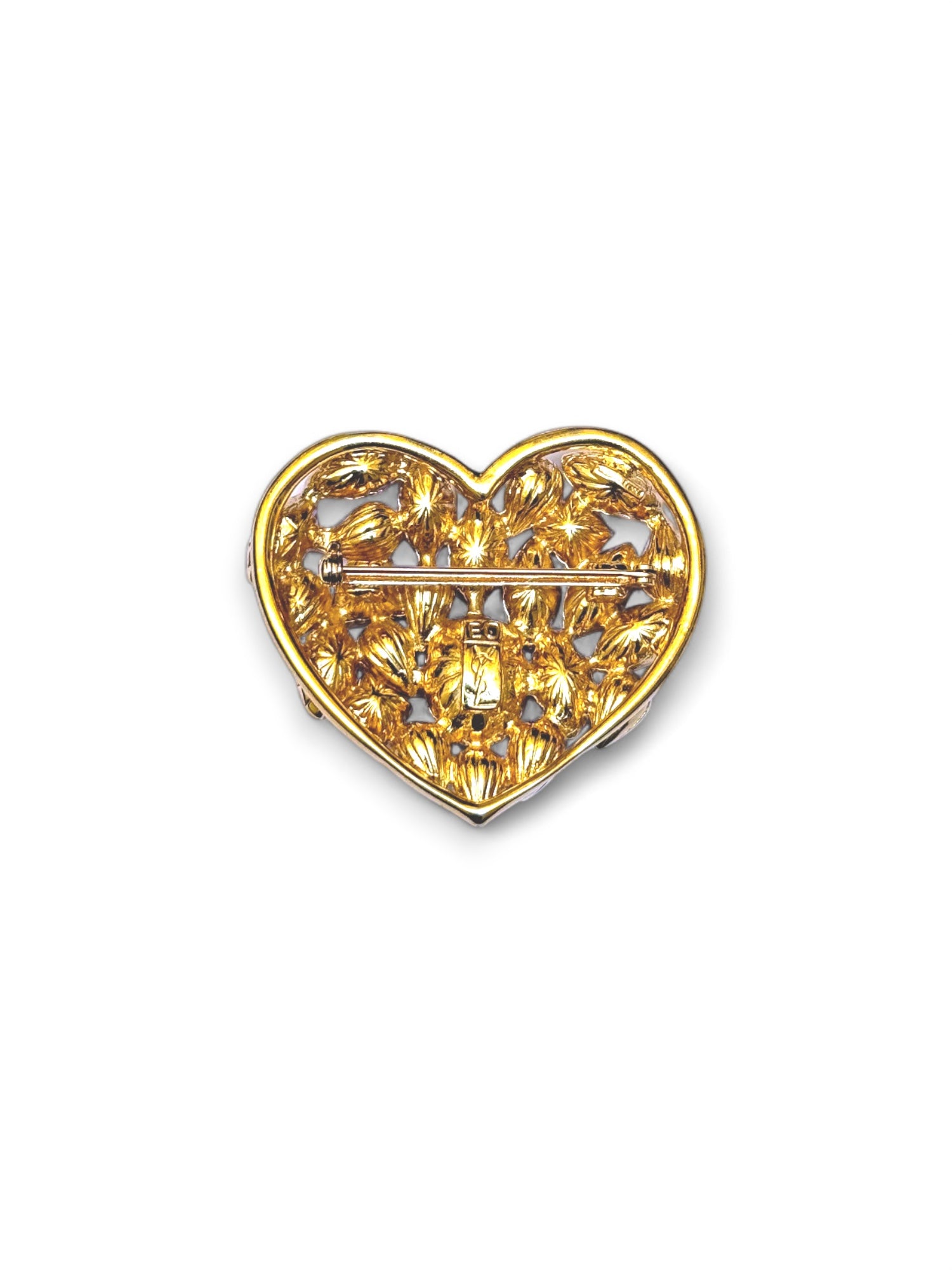 Broche coeur ornée de strass rare
