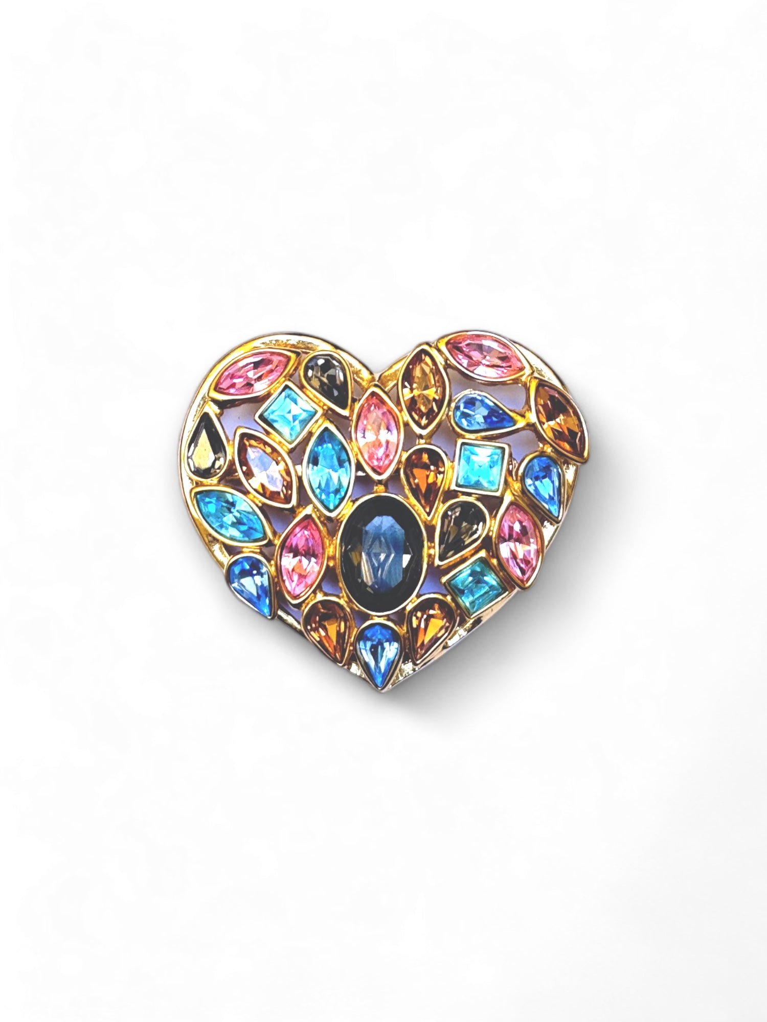 Broche coeur ornée de strass rare